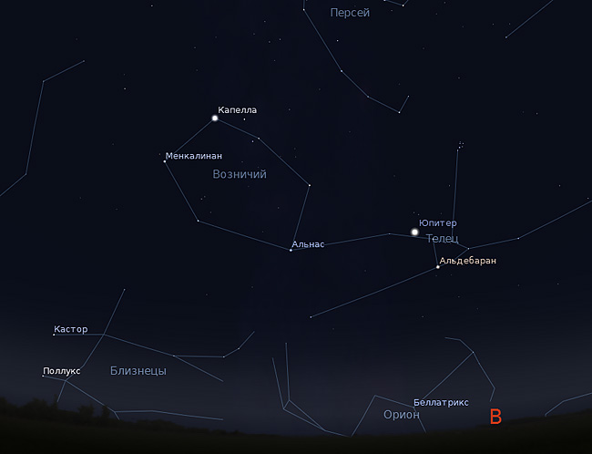 Возничий созвездие схема с названиями звезд