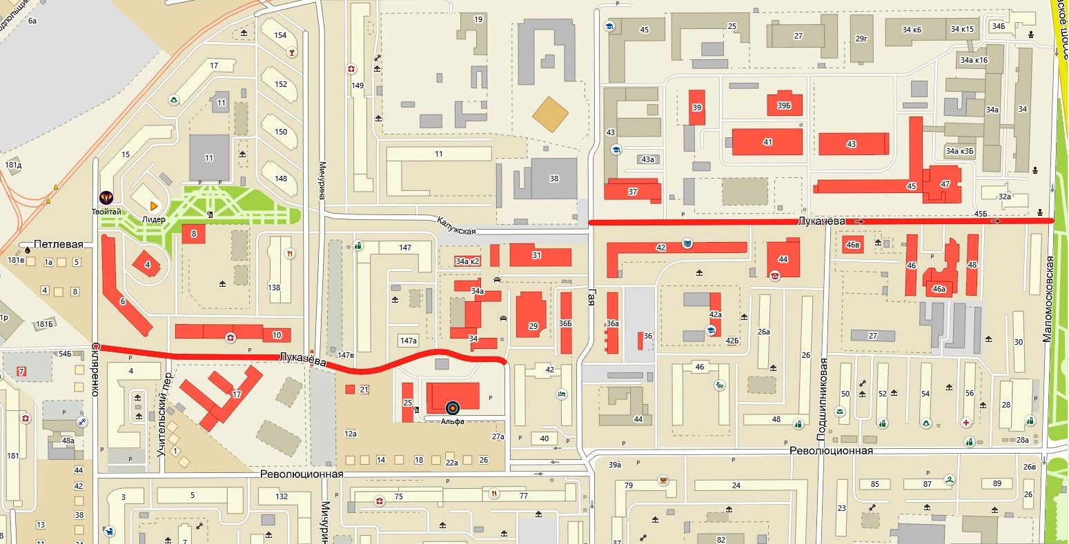 какие улицы есть в октябрьском