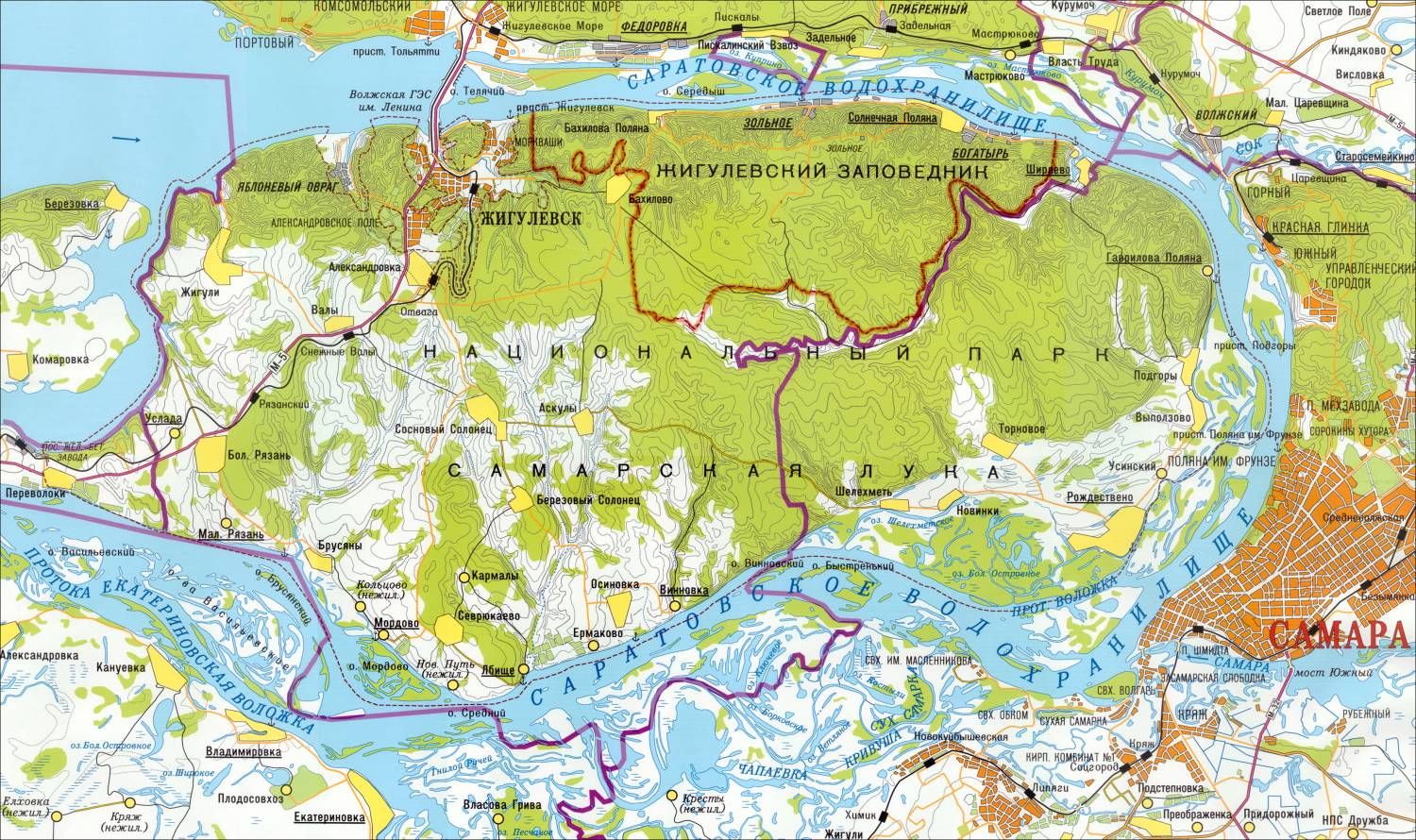 Карта Жигулевского заповедника