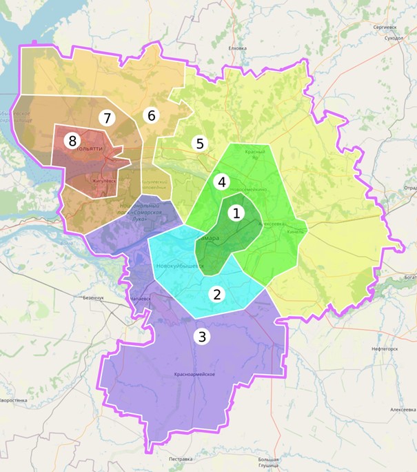 Самарско тольяттинская агломерация карта